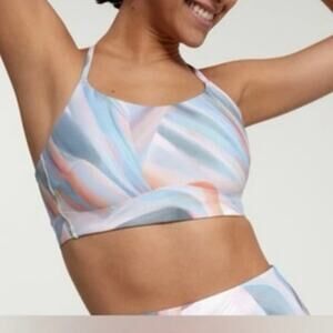 CALIA Restore Strappy Back Bra Mother of Pearl Print Medium Peach Blue